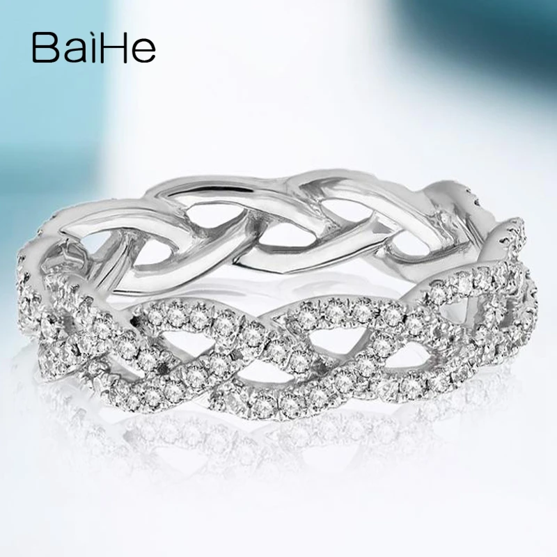 BAIHE однотонное 18K Белое Золото 0.51ct H/SI круглые свадебные плохие натуральные