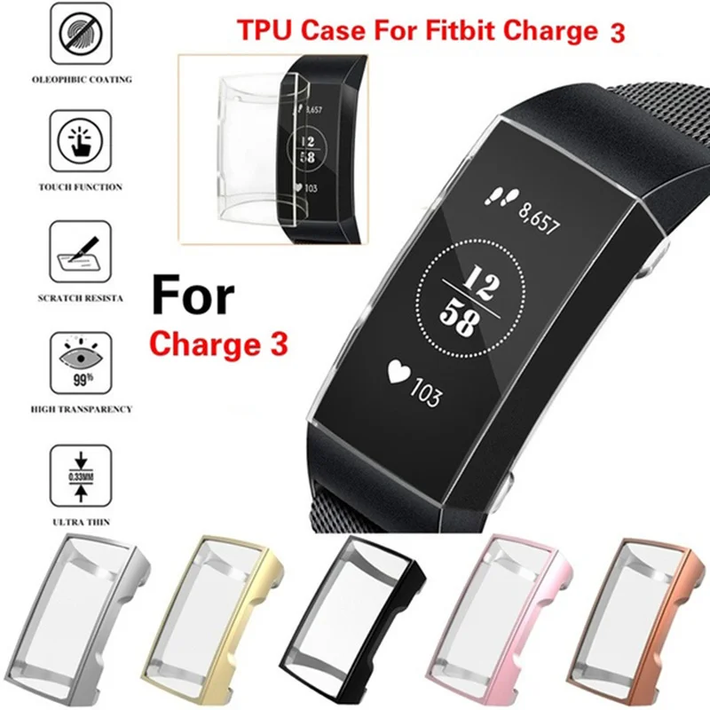 Для Fitbit Charge 3 Band Smart Watch 5 цветов для Чехол Мягкий защитный силиконовый из ТПУ