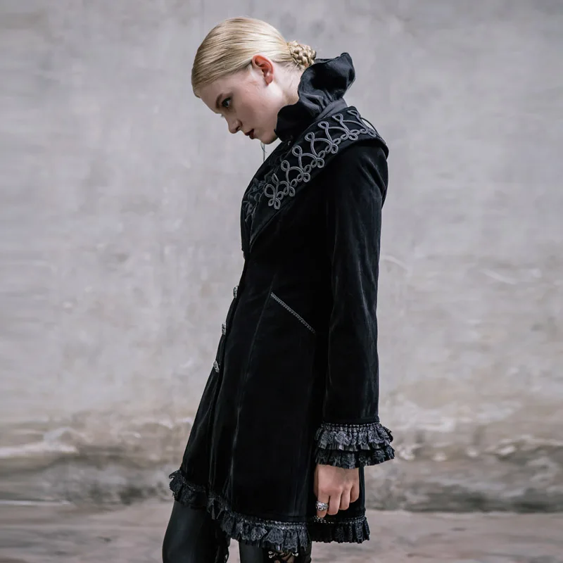 Женская длинная куртка в стиле стимпанк многослойное пальто готическом зимнее |