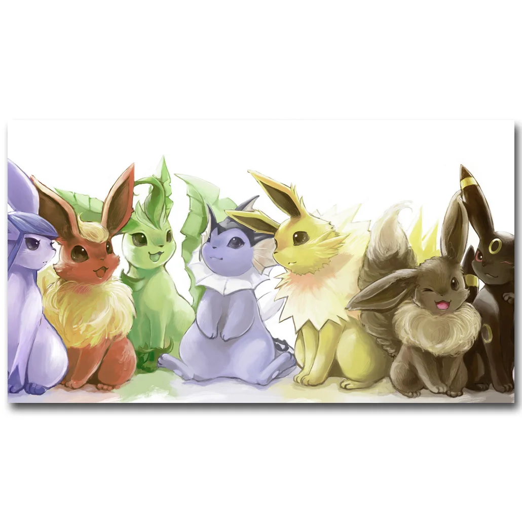 Eevee-Pokemon XY художественный Шелковый плакат с принтом 13x24 24x43 дюймов Карманный Монстр Аниме Картина для гостиной настенный Декор 089