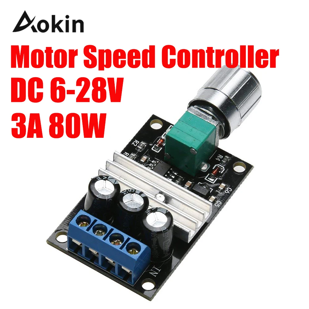 

DC 6-28V 12V 24V 3A PWM Motor Speed Controller Regulator Adjustable Variable Speed Control Switch Fan DC Motor Governor Tools