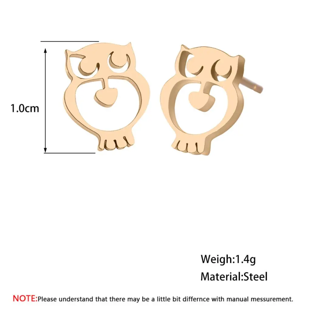 Женские серьги-гвоздики в виде совы Kinitial из нержавеющей стали красивые серьги