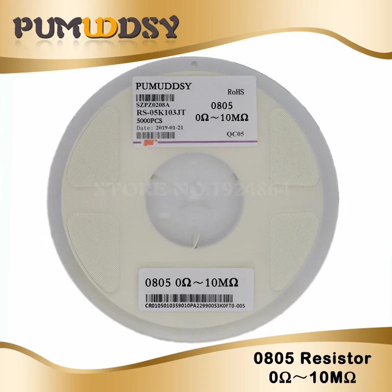 100 шт. 0805 SMD 1/4 Вт Резистор проволочного чипа 0R~ 10 м 0 10R 100R 220R 330R 470R 1K 4,7 K 10 K, 47(Европа) K 100K 0 10 100 330 470 Ом