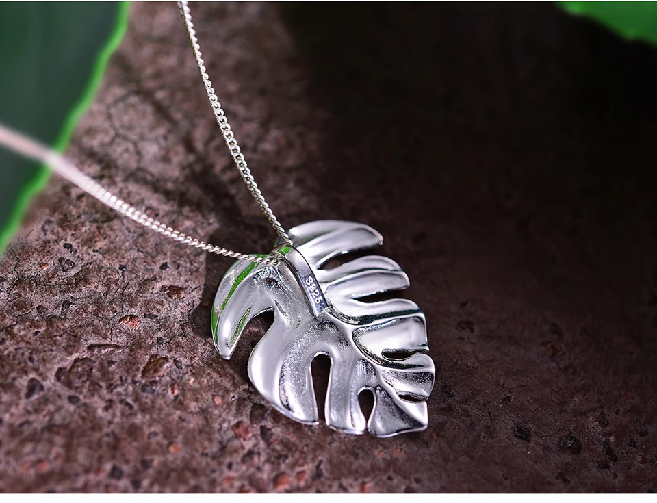 Lotus Fun реальные 925 пробы серебро ручной работы Fine Jewelry Творческий монстеры листья Дизайн комплект ювелирных изделий для Для женщин Bijoux