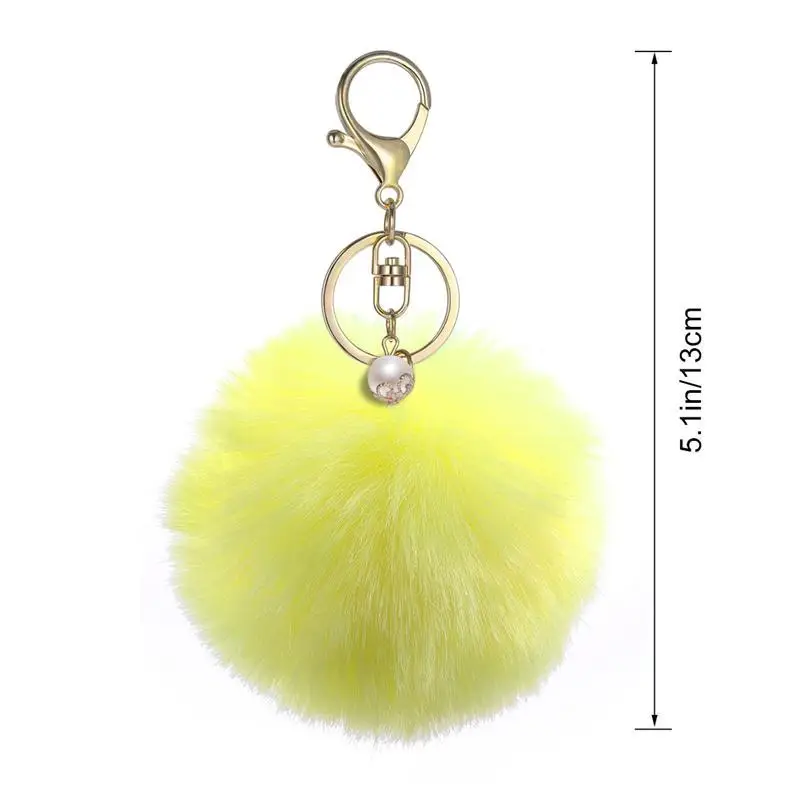 Solid Color Fluffy Ball Pom Key Ring Charms Pendant for Handbag Keychain Car (Yellow) | Автомобили и мотоциклы