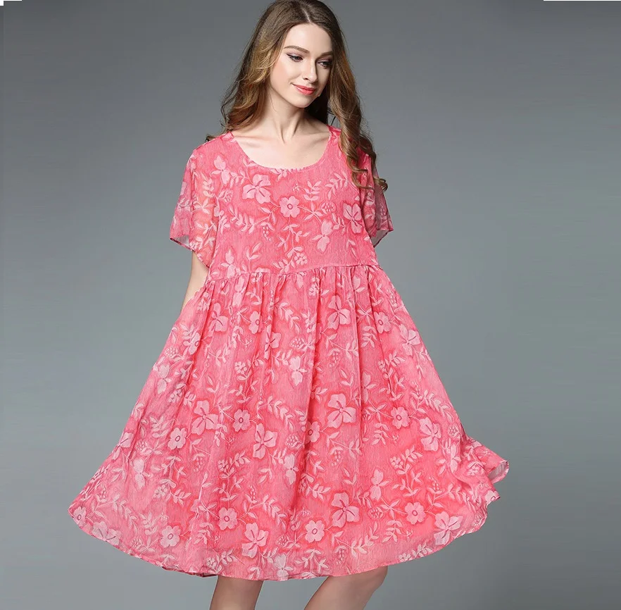 Новинка 2017 летнее стильное свободное шифоновое платье с цветочным рисунком