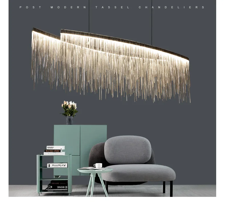 Подвесная лампа хромированная цепочка большая 100 см для столовой