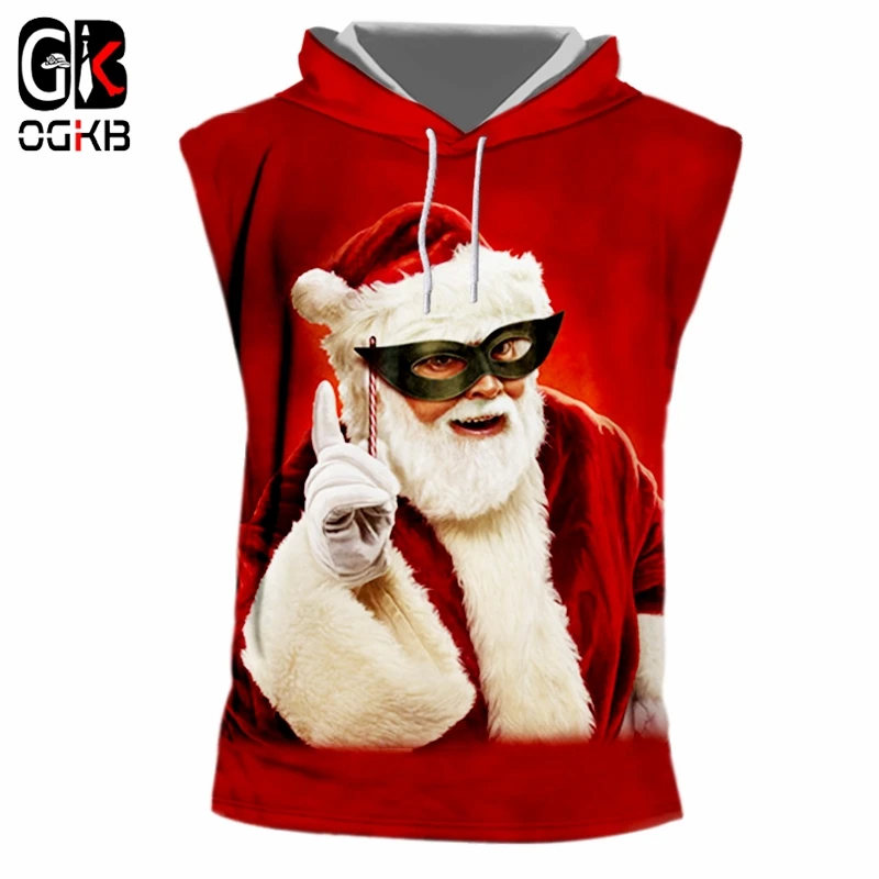 OGKB Мужская Осенняя новая свободная красная 3D забавная маска Санта Клаус с
