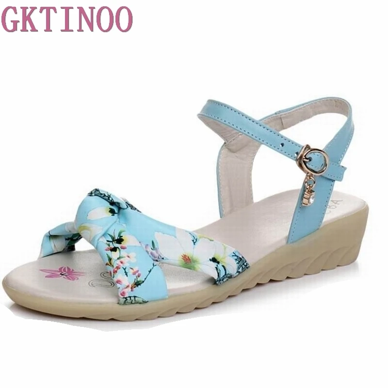 Женские босоножки из коровьей и микрофибры GKTINOO модные летние сандалии на