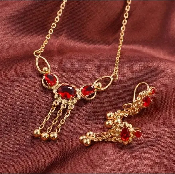 Набор ювелирных изделий MxGxFam в стиле ретро (18 с красными камнями)|fashion jewelry set|jewelry