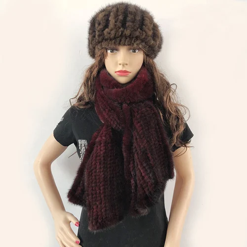 Modern fashion Mink Fur Shawl Good Gift 100%natural Real Mink Fur Scarf Winter warm Mink Scarf Hand Knitted Mink Scarf - Color: Color8