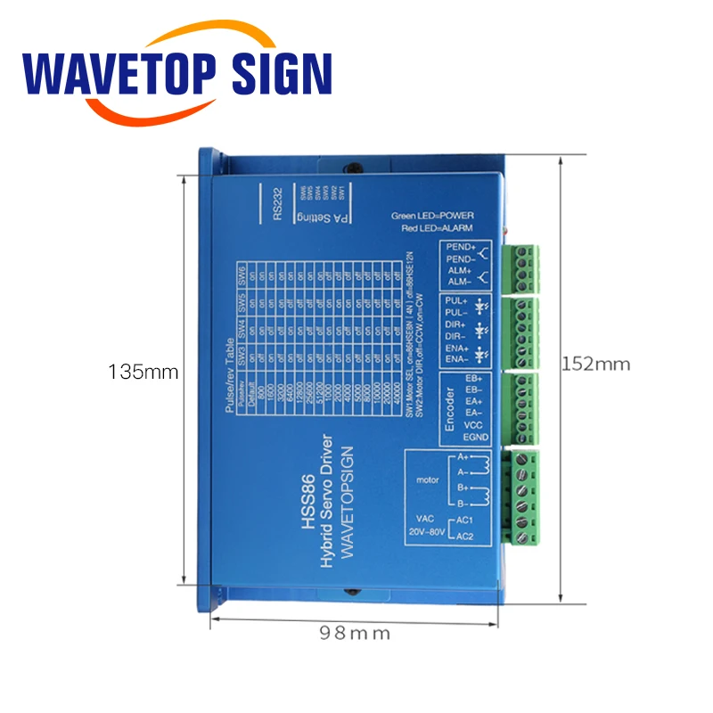 Драйвер шагового двигателя WaveTopSign NEMA 34 86HSE с замкнутым контуром HSS86 + двигатель