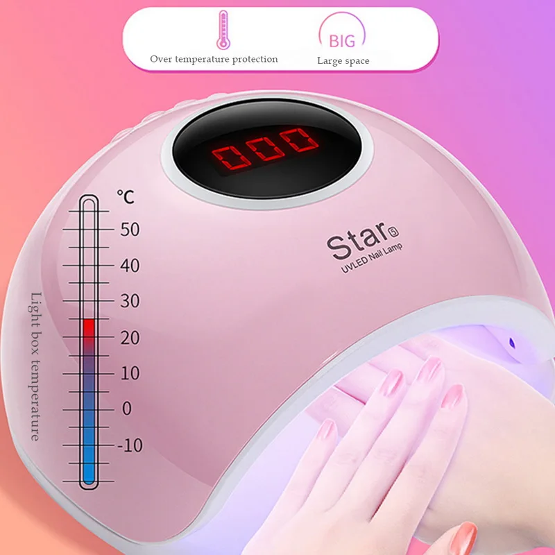 Светодиодная УФ лампа для ногтей Солнцезащитная маникюра 72 Вт умная звезда