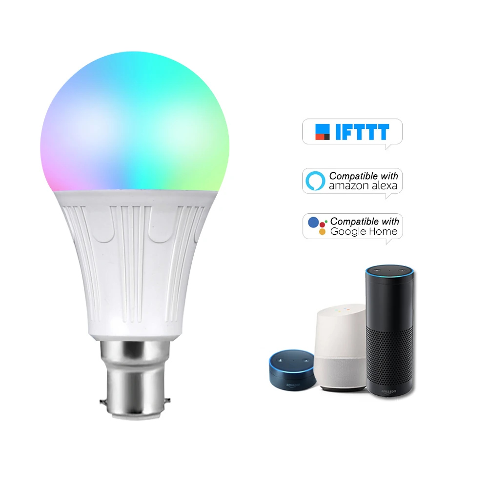 Умный Wi-Fi светодиодный светильник RGB+ W лампа с регулируемой яркостью и дистанционным управлением для телефона, совместимая с Alexa Google Home, светильник с голосовым управлением