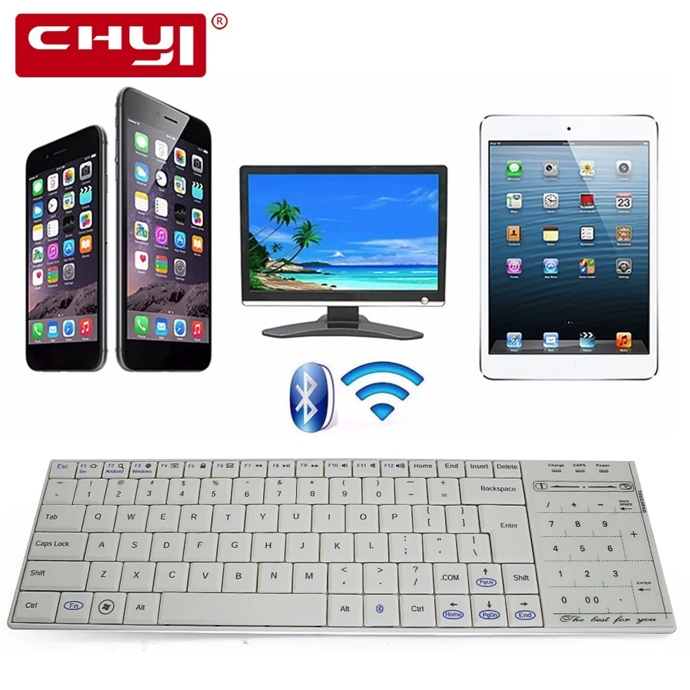 Chyi Подлинная Bluetooth 3.0 rf Беспроводной клавиатура с тачпадом мышь Ultra Slim мини