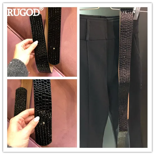 RUGOD Женские OL штаны-шаровары с высокой талией женские модные прямые брюки для офиса Женские повседневные длинные брюки Pantalon Femme