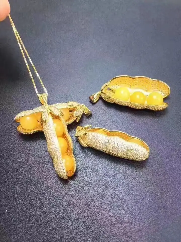 real 925 s925 sterling silver fine jewelry natural amber pendant | Украшения и аксессуары