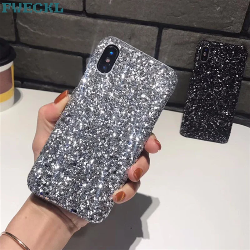Тепла стильный 3D блеск блестящий чехол со светящимся напылением для iPhone XS X XR MAX 5 6