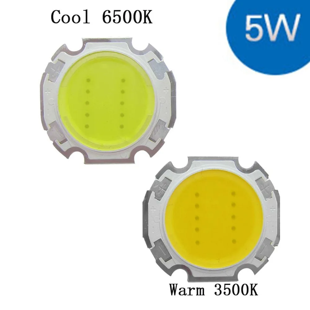 

5W Cool / Warm White High Power Round COB LED SMD Light Part Bulb Lamp 500LM DC15-17V