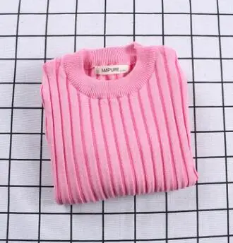 pink as pic Свитера для девочек; однотонные свитера ярких цветов для мальчиков; сезон весна; Новинка; вязаный свитер в рубчик для маленьких девочек; одежда для детей; пуловер для девочек - Цвет: pink as pic