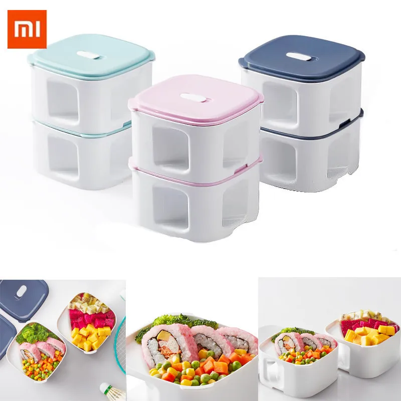 Xiaomi 920 мл Ланч бокс 2 слоя Bento box контейнер для еды пластиковый Pp микроволновая