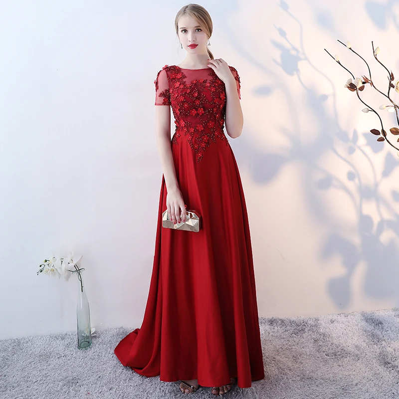 SSYFashion Новое роскошное атласное длинное вечернее платье невесты элегантное