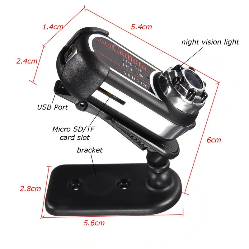Mini QQ5 Camera Full HD 1080P Infrared Night Vision DV 720P Camcorder Webcam 170 Wide Angle Motion Detection cam | Электроника