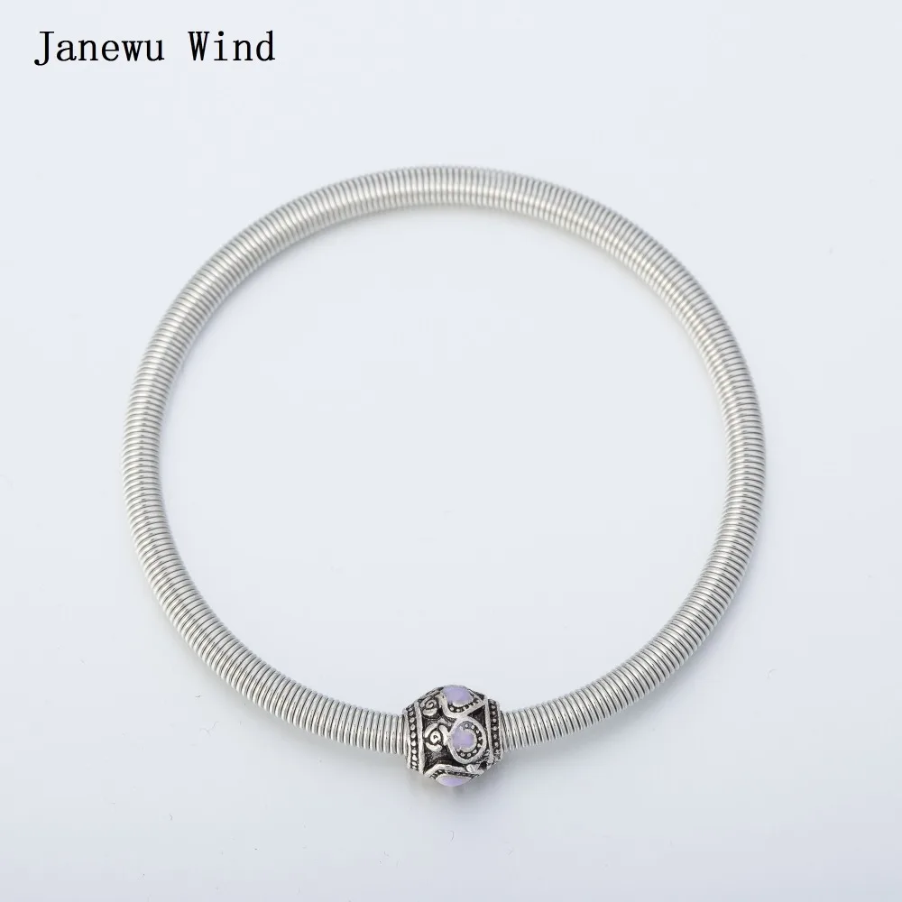 Janewu Wind silver color chain beautiful pendant bangle Bracelet women Sunflower pattern oil painting for men | Украшения и