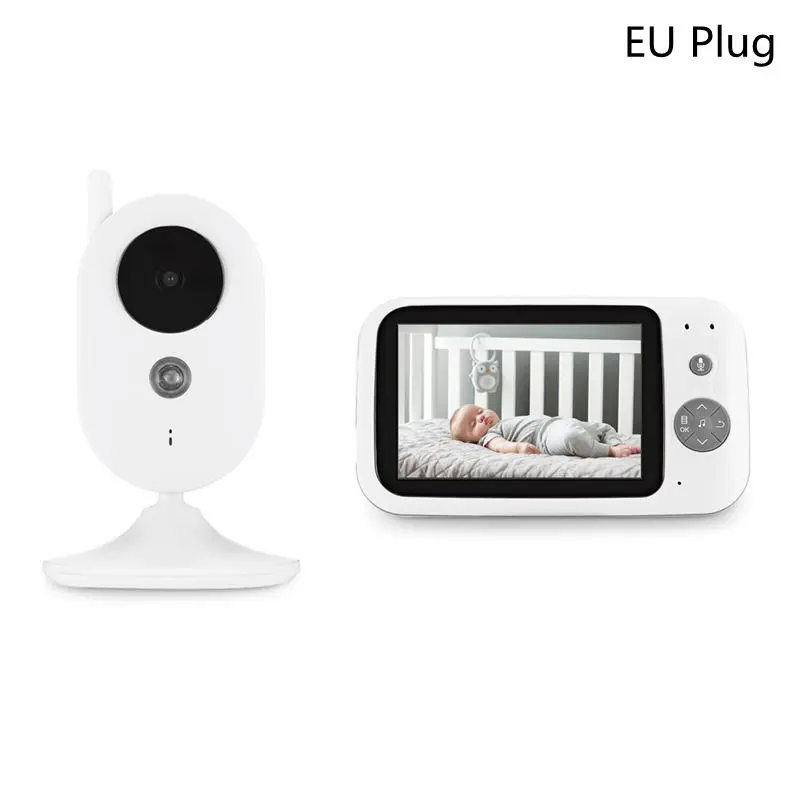EU Plug Loozykit 3,5 дюймов беспроводной видео Детский Монитор разрешение цифровой Мониторинг сна 2Way разговора ночного видения датчик температуры - Цвет: EU Plug