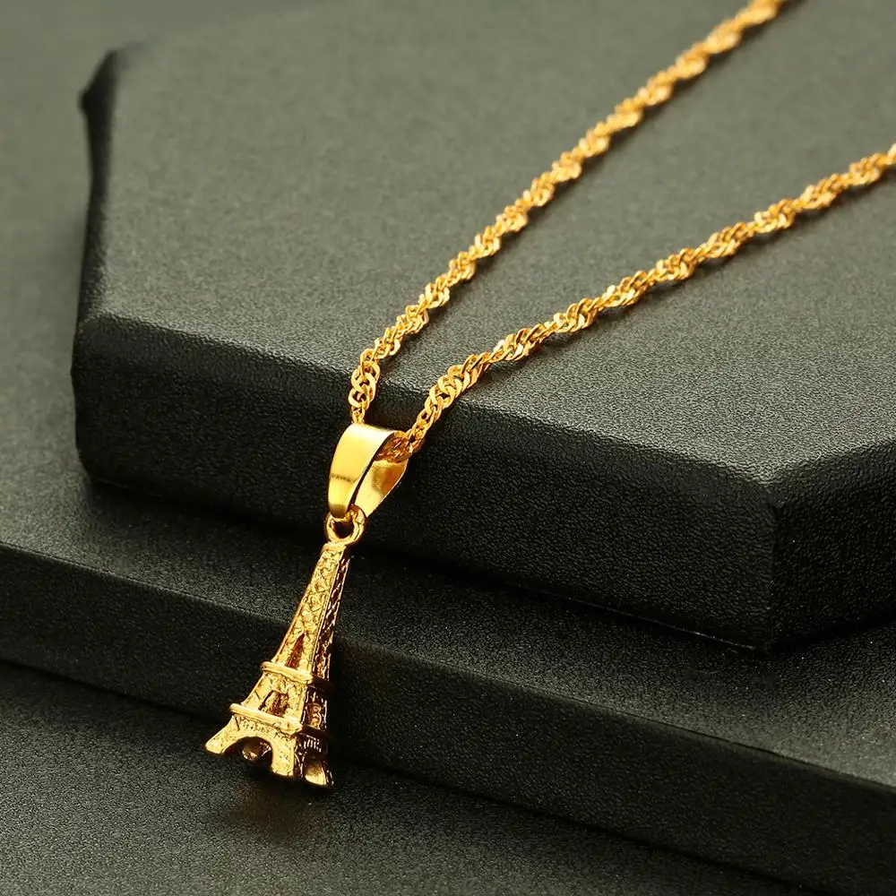 Chereda Petite Eiffel Tower Necklace for Women French Lovely Anniversary Sweet Valentine's Gift Gold Pendants | Украшения и