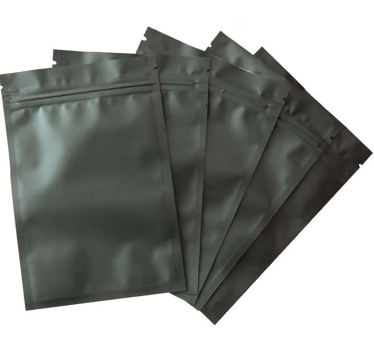 100 шт. маленькая матовая черная алюминиевая фольга Ziplock сумка с плоской подошвой