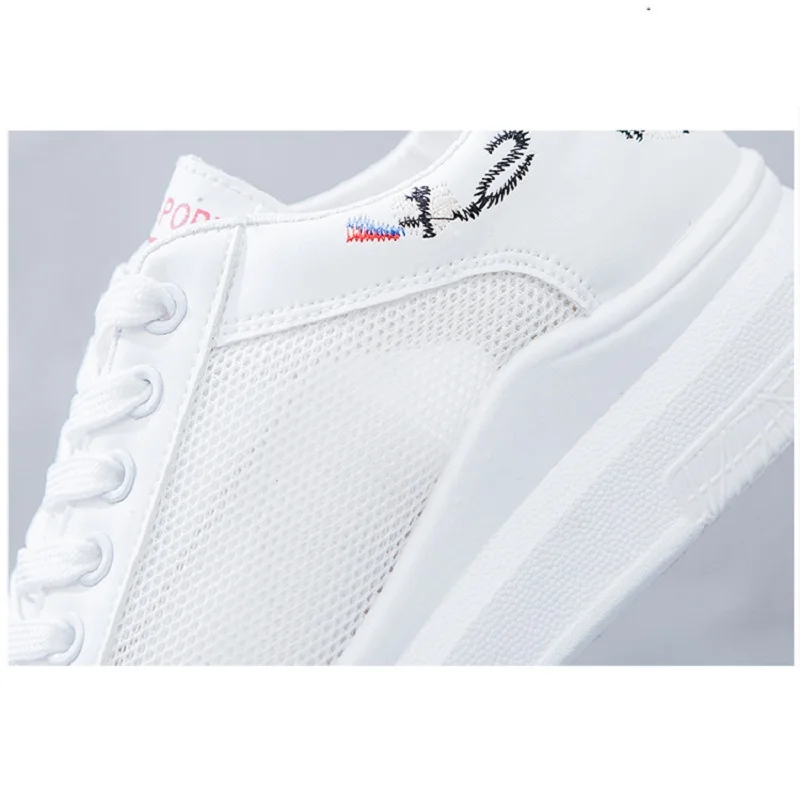 Женская прогулочная обувь увеличивающая рост с вышивкой из дышащего сетчатого