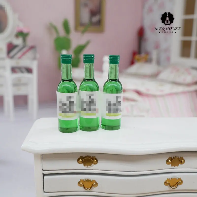 Diy кукольный домик мини бутылка минеральной воды миниатюрный ликер прозрачный винный орнамент водка украшение