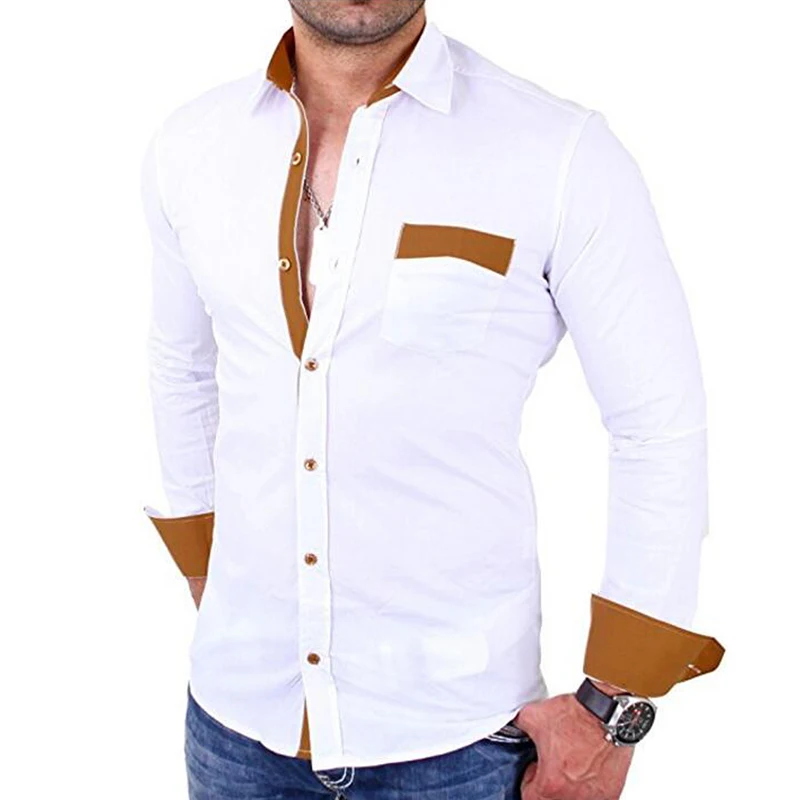 Для мужчин рубашки новый модный бренд Camisa Masculina рубашка с длинными рукавами