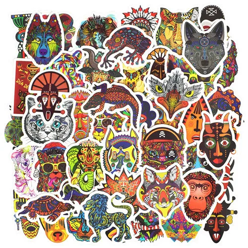 Animal Totem 50 шт животных тотемные наклейки для чемодан для скейтборда ноутбука мотоцикла велосипеда, автомобиля аксессуары Horde этнические наклейки - Цвет: Animal Totem