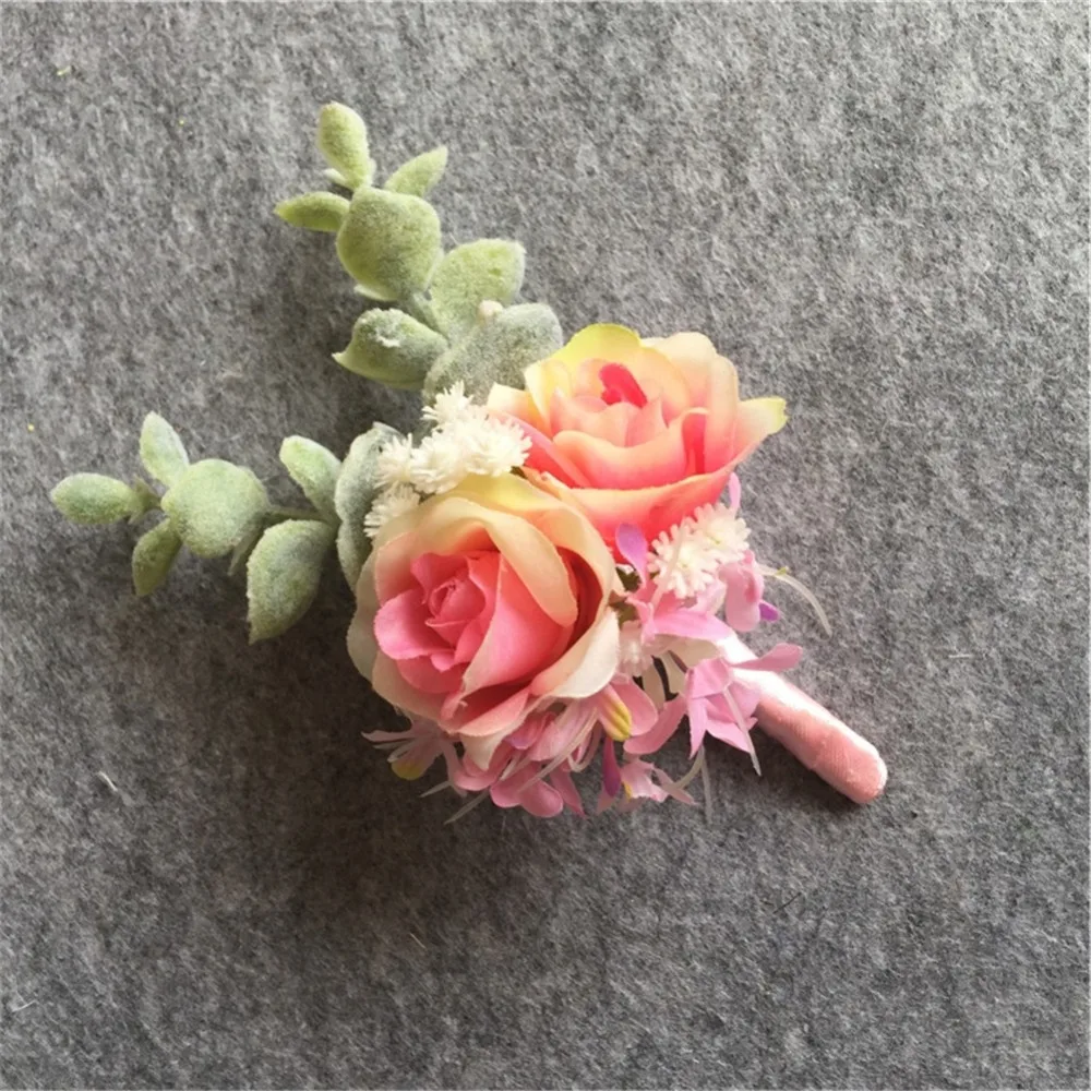 WeddingBobDIY artificial wedding flower Best man Boutonnieres groom Buttonholes Men Corsage prom party suit accessory decoration | Дом и сад