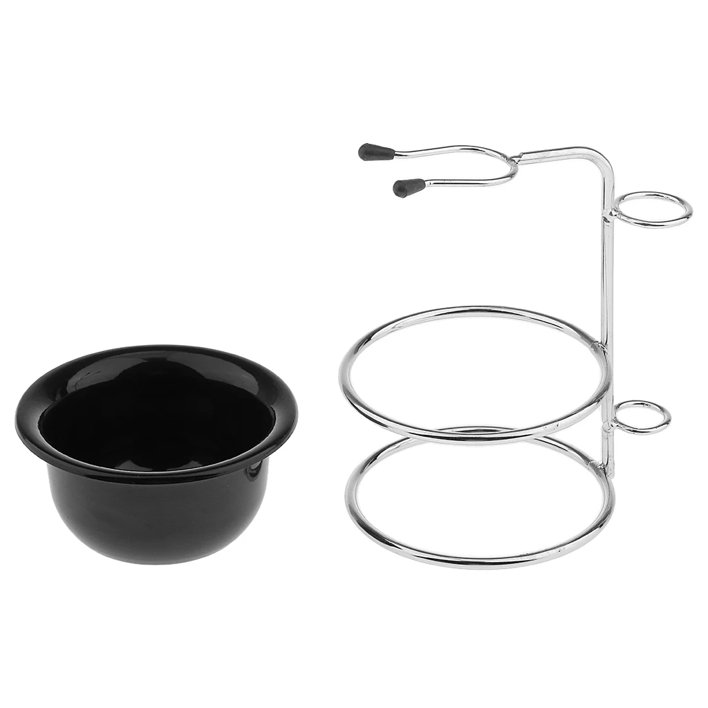 2 in 1 Silver Stainless Steel Shaving Tools Stand Holder with Acrylic Brushes Bowl Mug Kit | Красота и здоровье