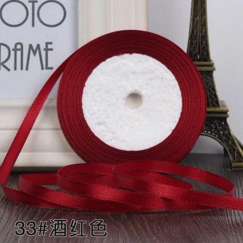 wine red 22 метра 6 мм полиэстер атласные ленты для свадьбы рождественской вечеринки украшения DIY лук ленты для поделок открытки подарки упаковочные принадлежности - Цвет: wine red