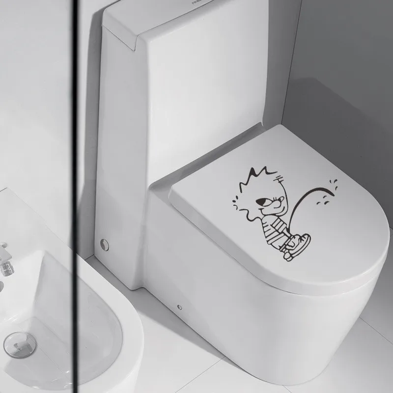 Eco-friendly Toilet Stickers Cartoon Pattern Wall Decals Home Decoration Glass funny bathroom signs | Дом и сад