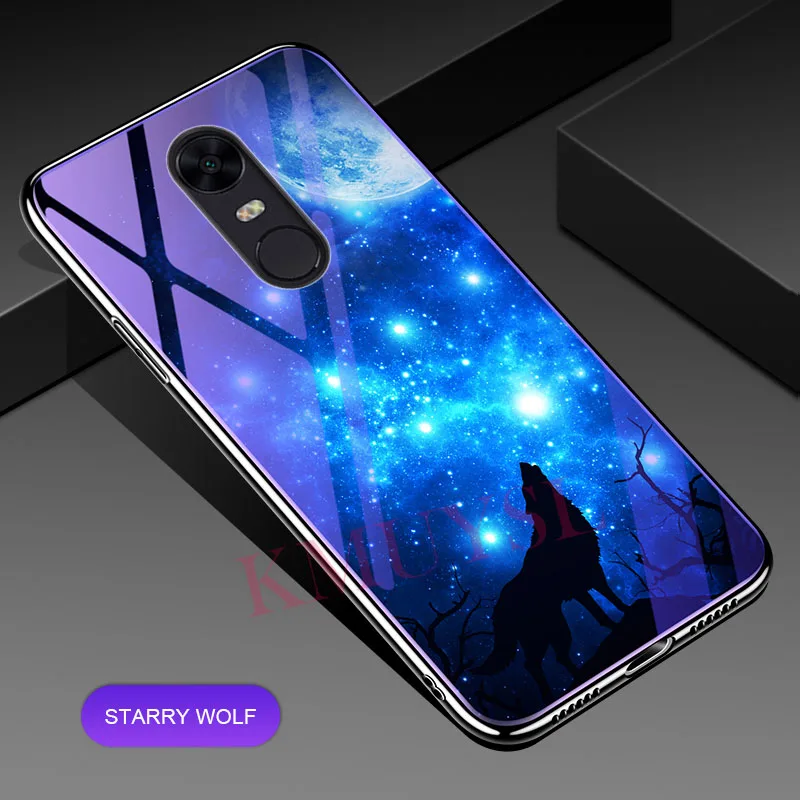 Для Xiao mi Red mi Note 6 5 Pro 4X4 mi 8 SE 6 6X 5X A1 A2 Lite стеклянный чехол для телефона Red mi 5 Plus 5A 6A S2 покрытие синий светильник - Цвет: 5