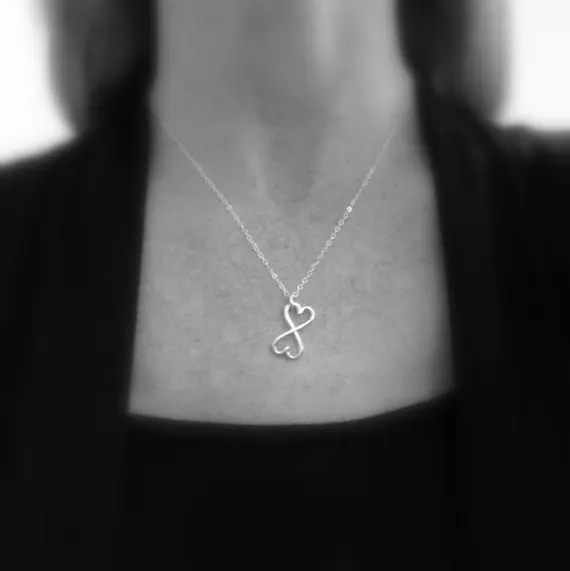 30 шт контурное открытое ожерелье с двумя сердечками бесконечная Бесконечность