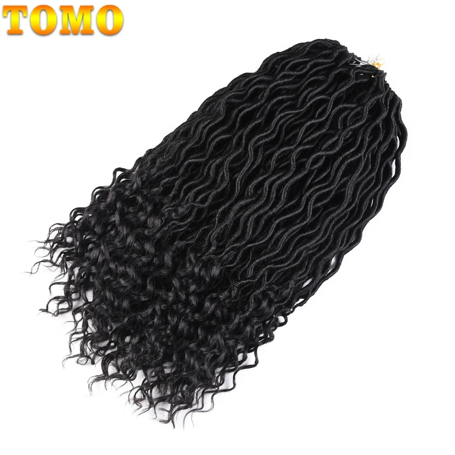 TOMO Faux locs CURLY, вязанные крючком волосы, 20 дюймов, 24 корня, Омбре, синтетические плетеные волосы для наращивания, бордовые, черные, красные, коричневые