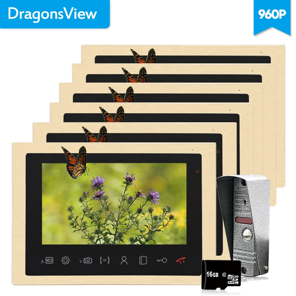 Dragonsview 10-дюймовый AHD 960P проводной видеодомофон дверной звонок запись система