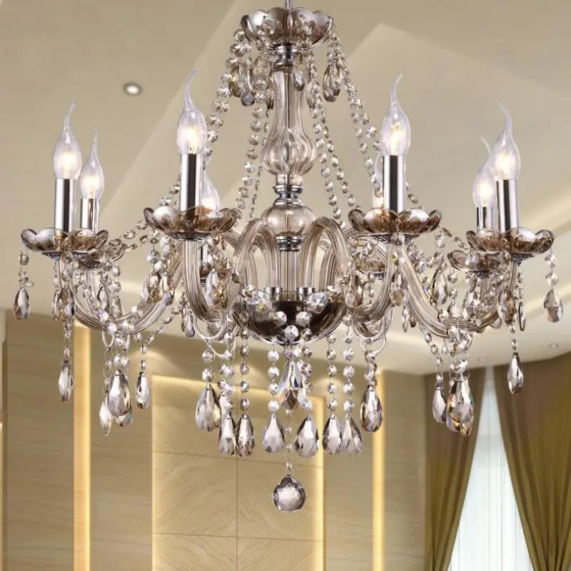 6-12 pcs LED Vintage Dining room Chandelier Lighting Indoor Cognac Glass crystal Chandelier Lamp Hotel Cafe Lighting Pendientes