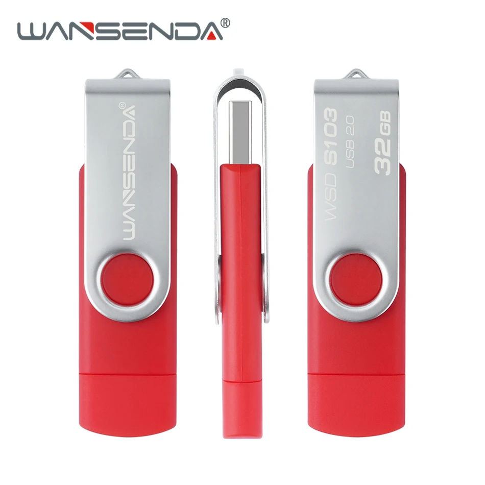 WANSENDA OTG USB флэш накопитель 64 Гб 128 ГБ флеш 32 16 2 0 Внешний usb для Android 8 4 металлический u