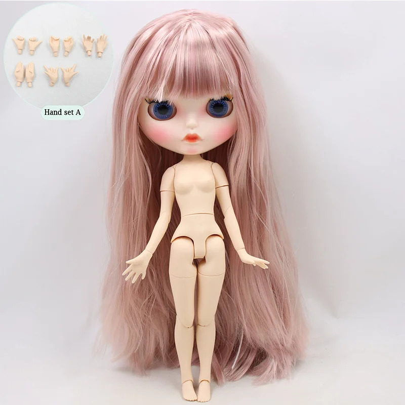 like the picture Ледяная Обнаженная кукла Blyth для No. BL6022/8800 дымчато-розовые волосы резные губы матовое лицо с бровями шарнирное тело 1/6bjd - Цвет: like the picture