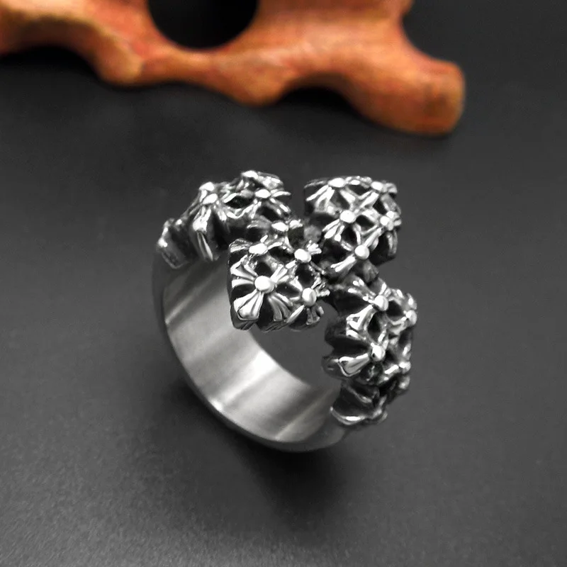 Ювелирные изделия Titanium стальное кольцо Кольцо Крест Титан стали аксессуары