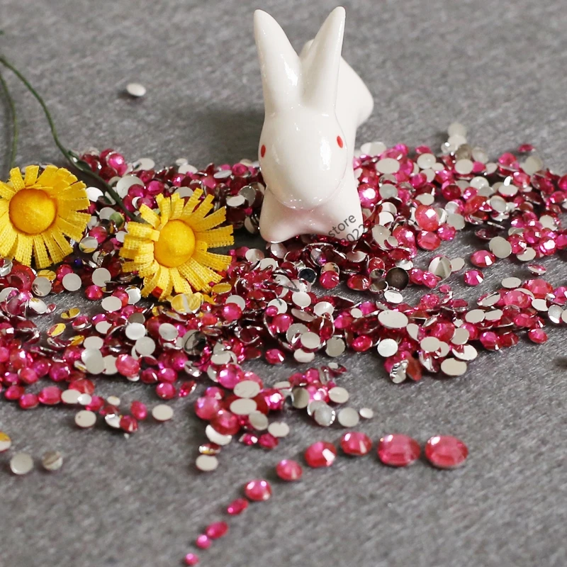 400pcs SS6-SS30 Mixed Size charming beautiful Light Rose 14 facet round diamond sparkling acrylic nail art decoration N14 | Красота и