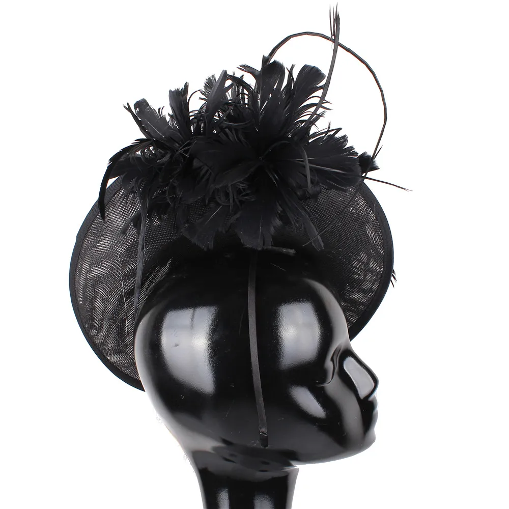 Женские шляпы с перьями шляпы-вуалетки имитация синамай Дерби Кентукки