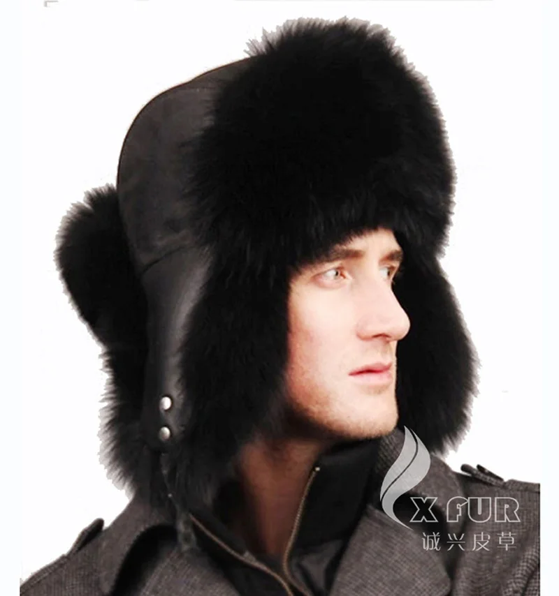 CX-C-47C новая 2023 Натуральная мужская зимняя меховая шапка из серебристого лисьего
